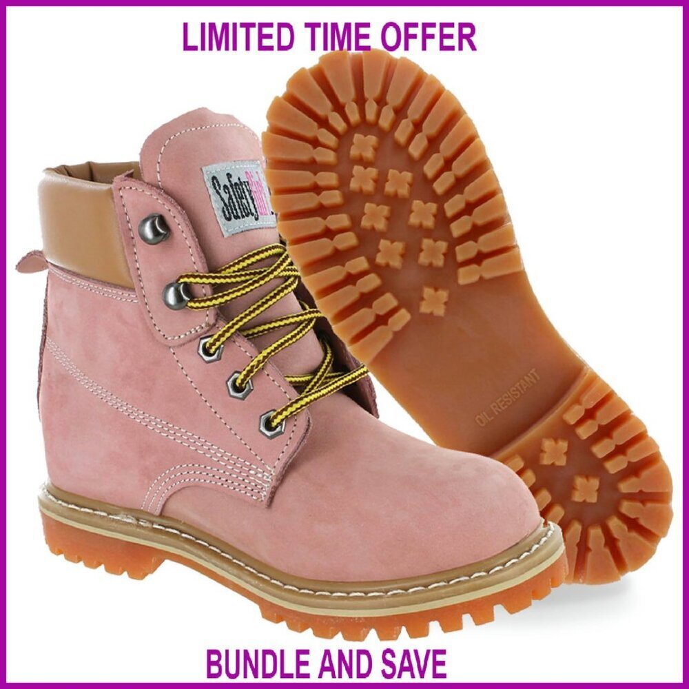 Steel Toe Work Boots Women's 7.5M Nubuck Leather Slip Resistant
